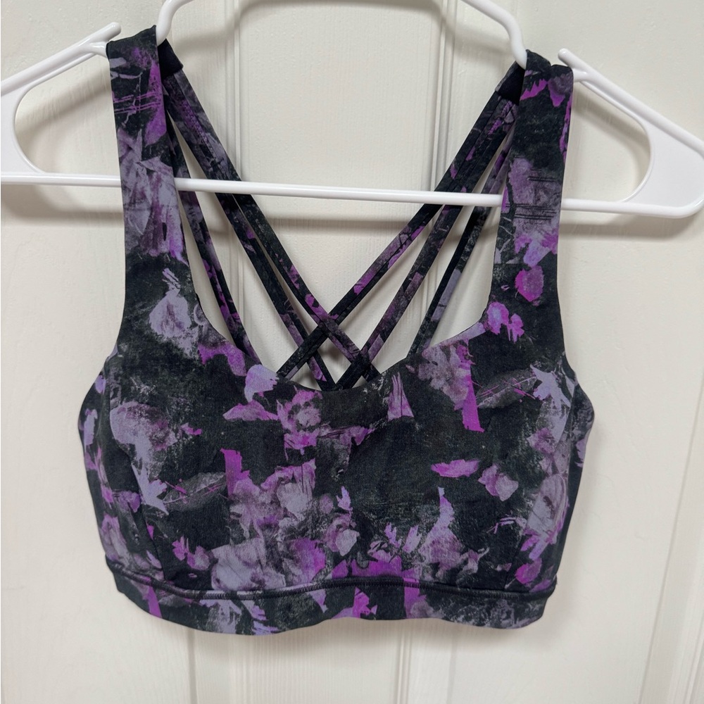 lululemon athletica Purple and Black Floral Strappy Sports Bra